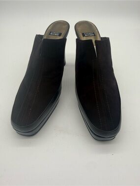 Stuart Weitzman Black Suede Slip-On Heeled Mules New NIB